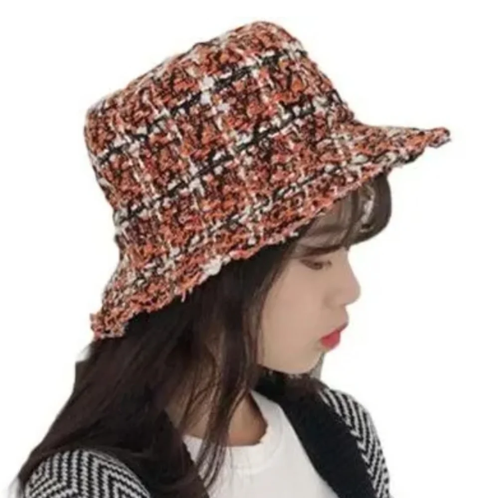 NEW Red Bucket Hat Sequins Plaid Red Black White Tweed Wonderly Women's One Size - Picture 7 of 10